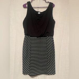 Studio Y Black & White Striped Fit & Flare Dress – Size L